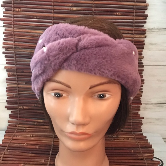 Faux Fur Headband Turban Bejeweled - Picture 2 of 6